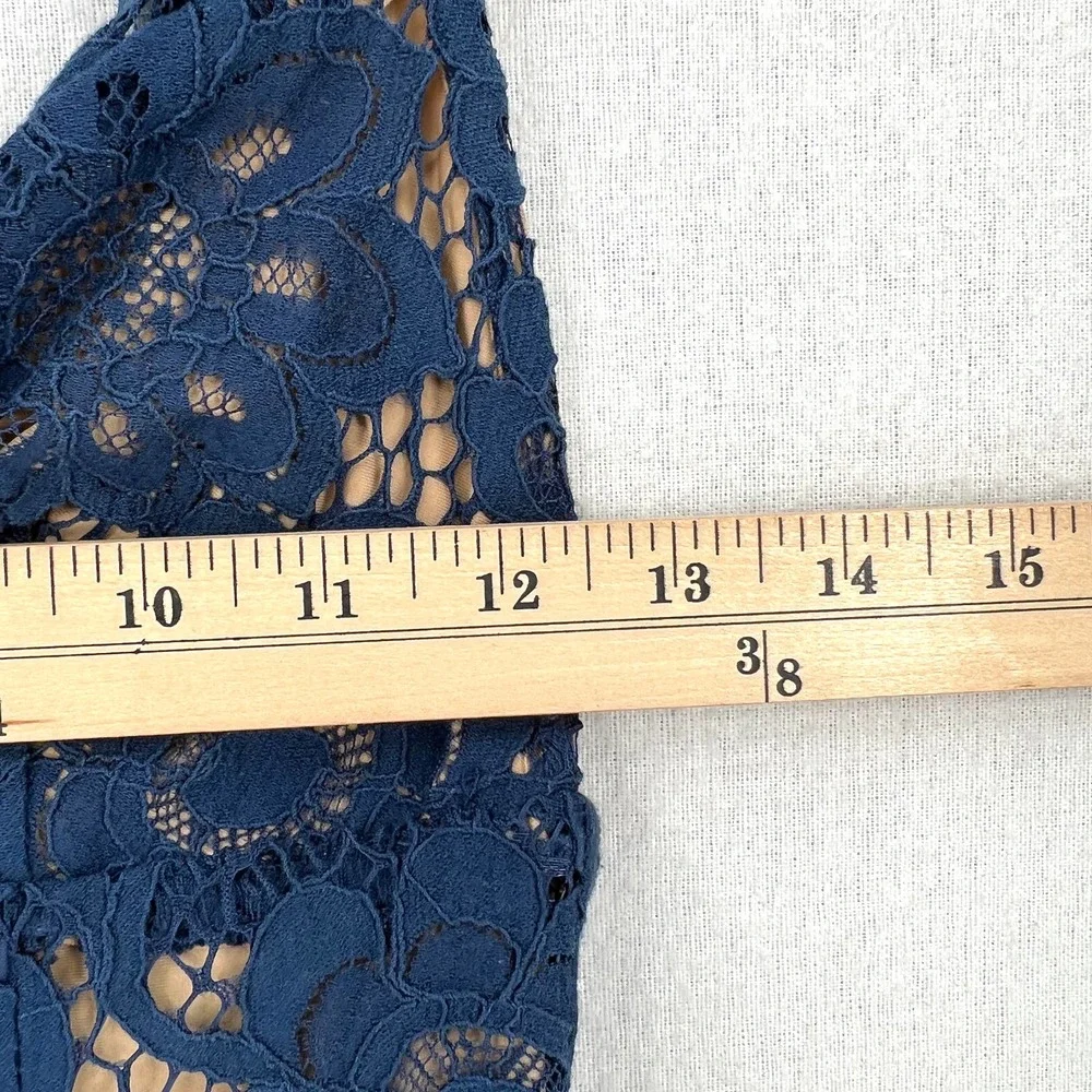 FOR LOVE & LEMONS Gianna Lace Midi Dress Womens XS Blue Bodysuit Bodycon - Picture 11 of 12
